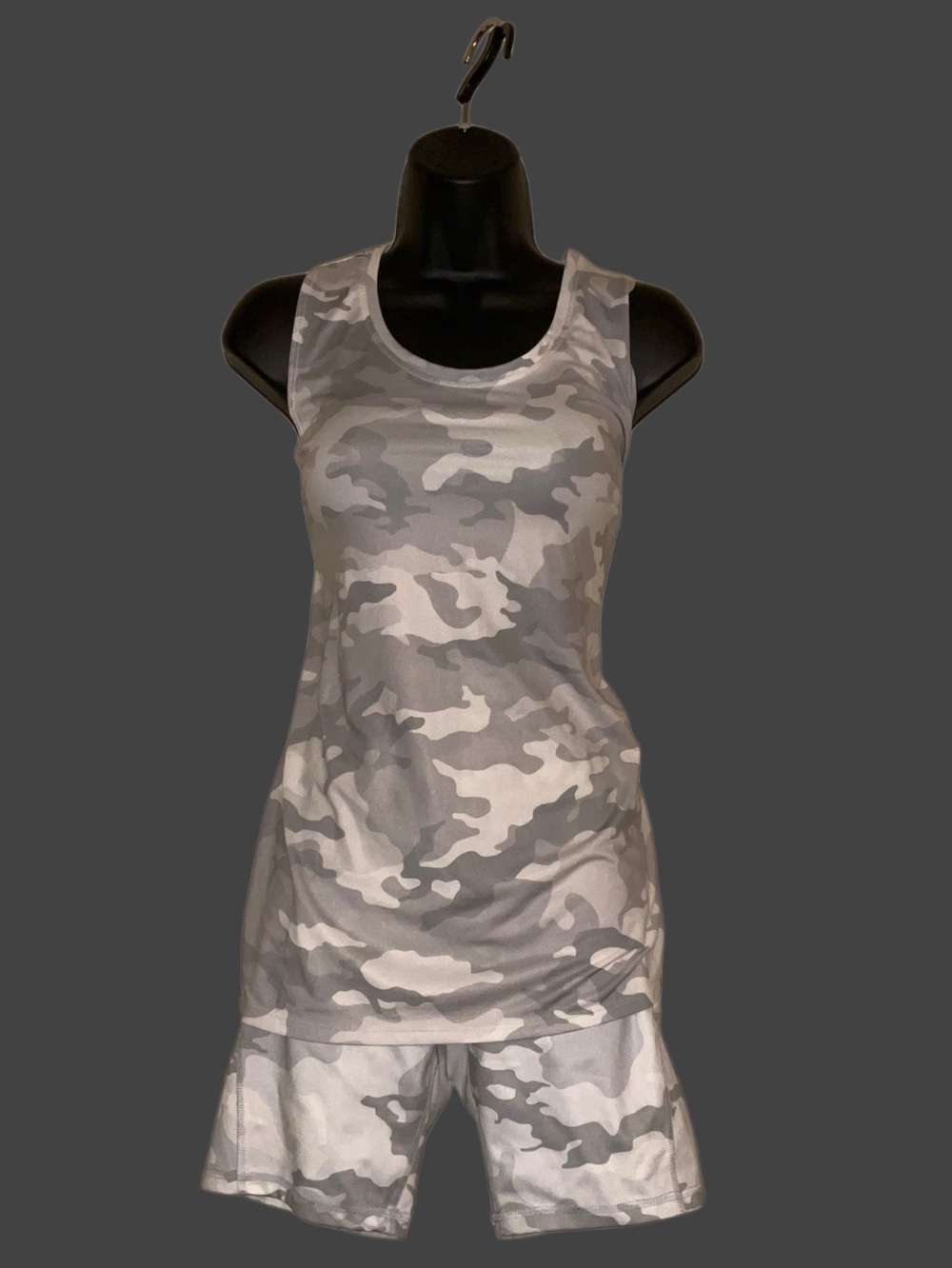 Athletic Works Gray Camo Tank & Short Workout Set